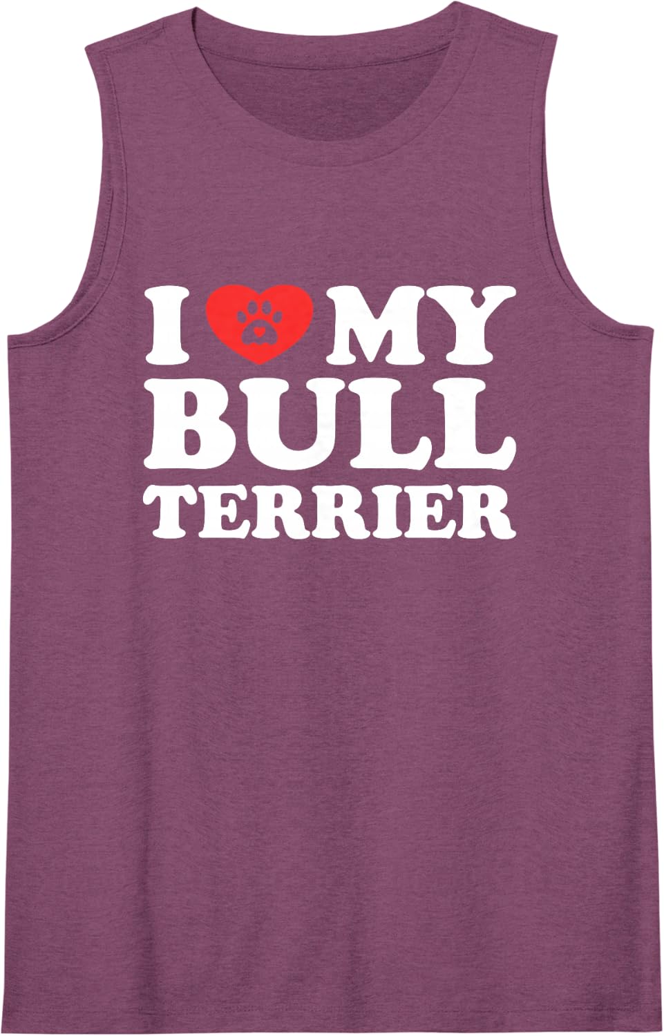 I Love My Bull Terrier Dog Paw with Heart Sleeveless Tank Top - Purple