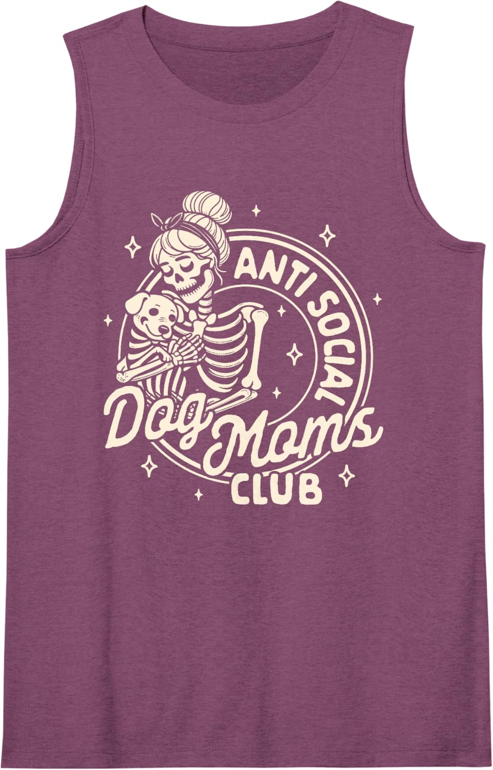 Dog Mom Dog Mama Dog Lady Skeleton Anti Social Dog Moms Club Tank Top - Purple