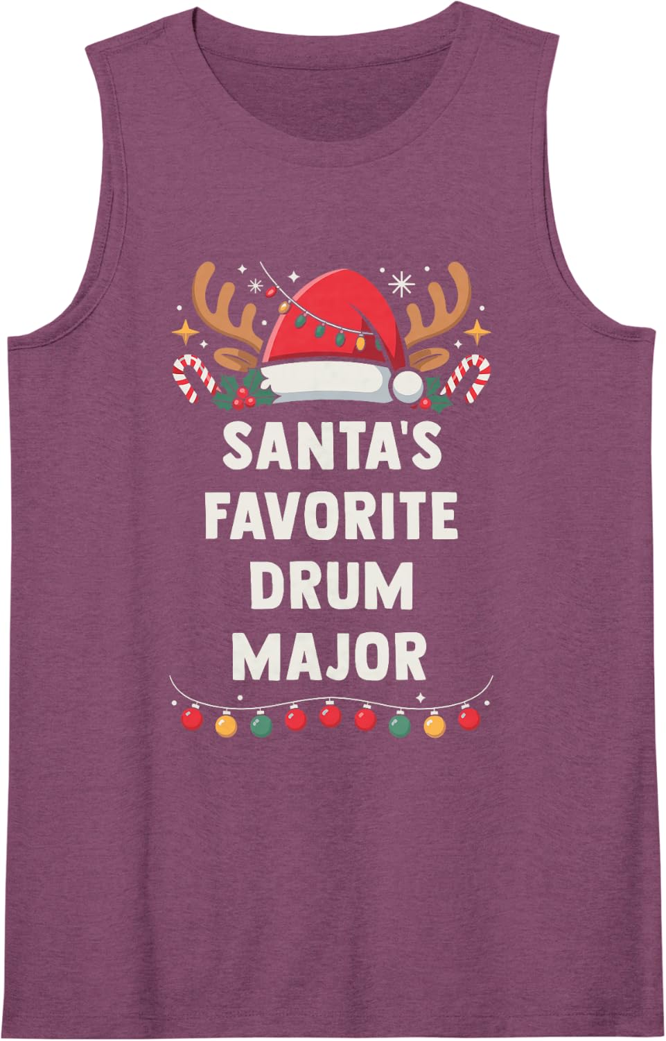Santa's Favorite Drum Major Christmas Concert Band Squad Sleeveless Tank Top - Purple