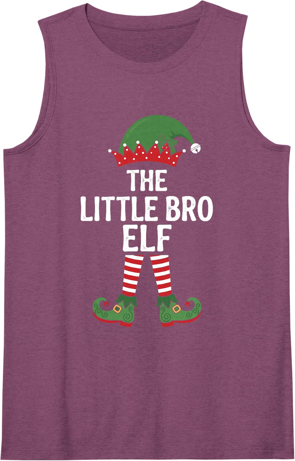 The Little Bro Elf Xmas Party Matching Family Group Sleeveless Tank Top - Purple