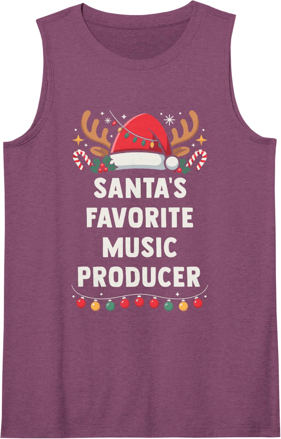 Santa's Favorite Music Producer Xmas Concert Holiday Recital Sleeveless Tank Top - Purple