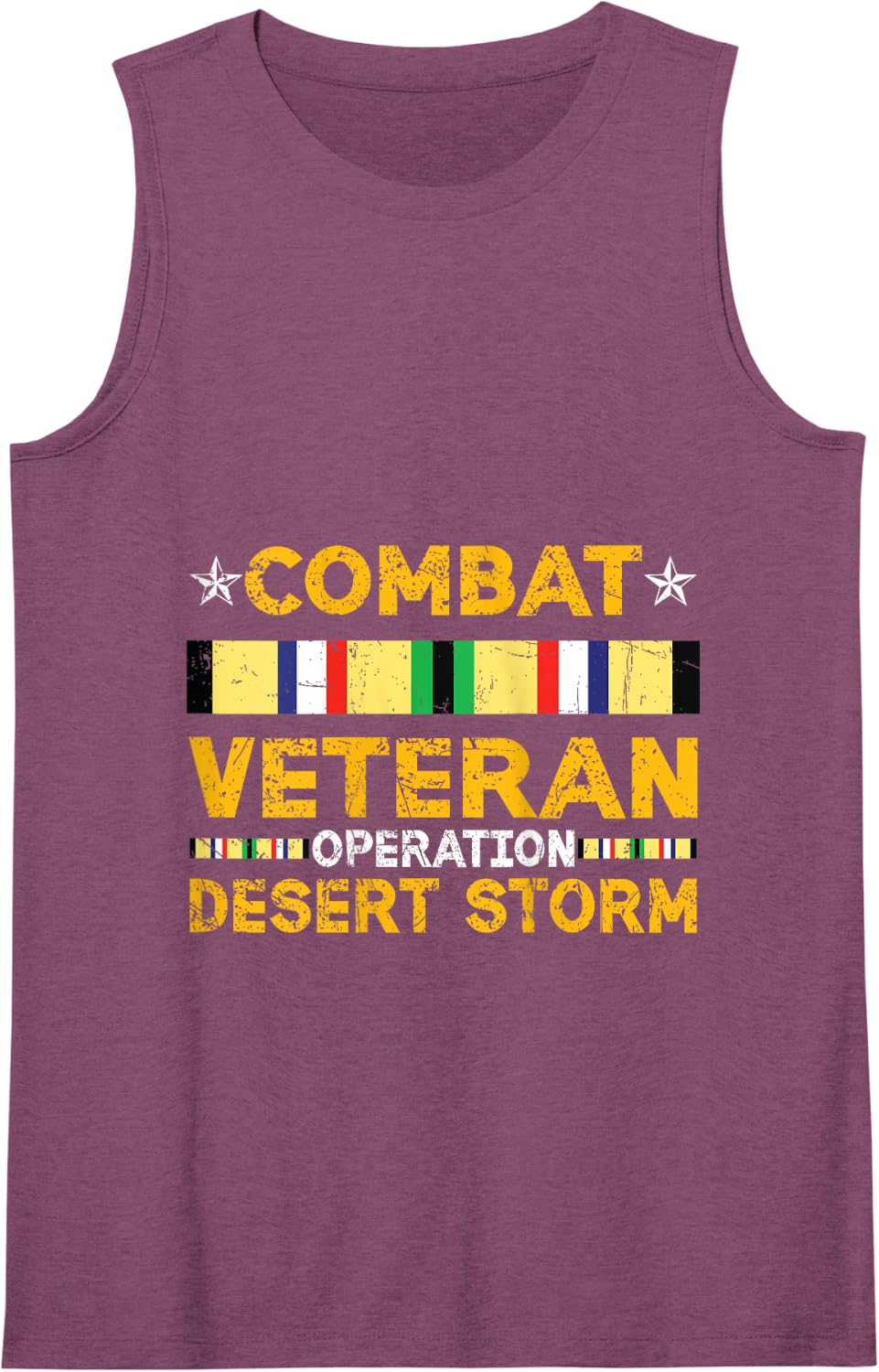 Combat Desert Storm Veteran Persian War Service Ribbon Tank Top - Purple