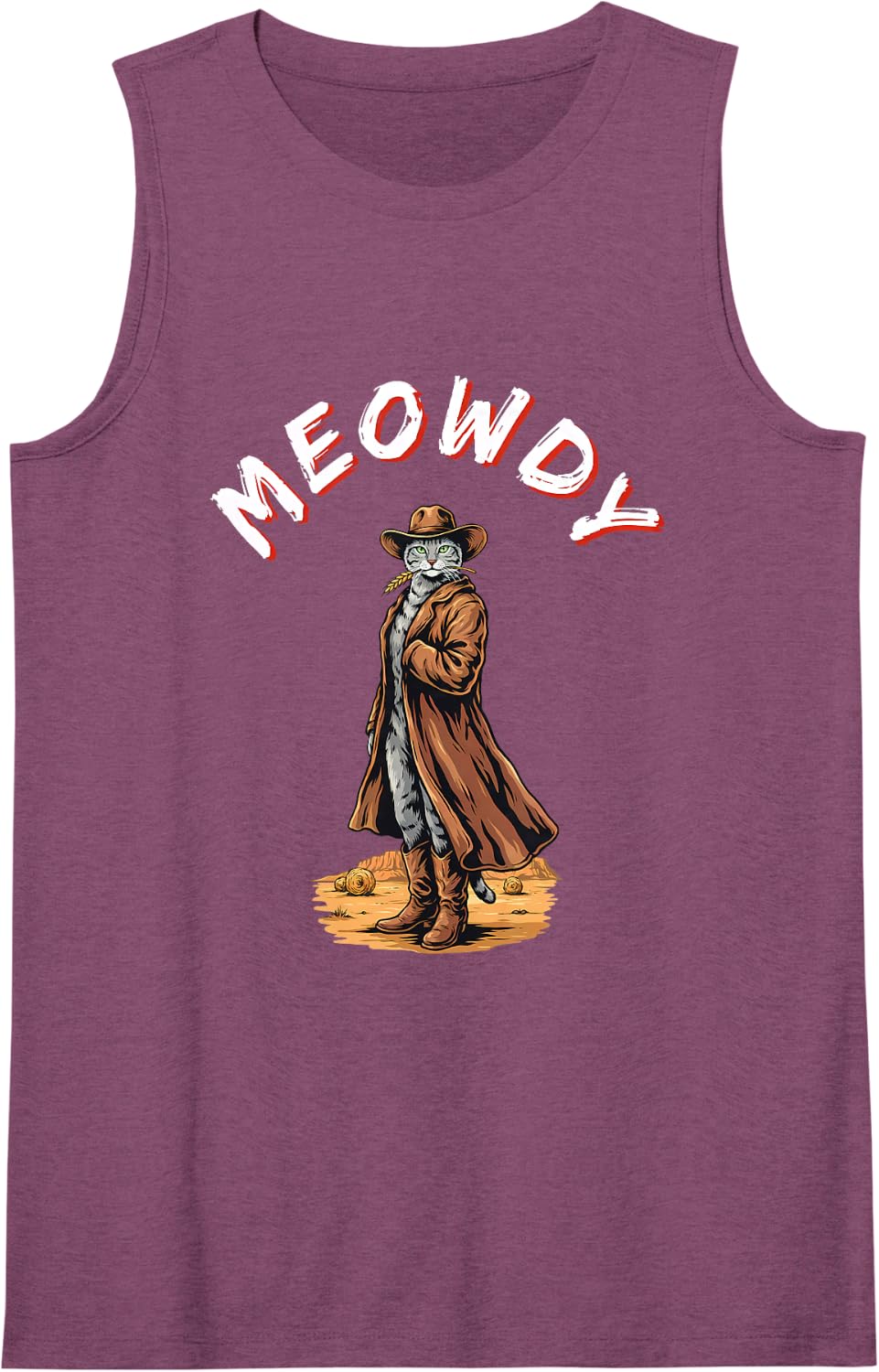 Meowdy Partner Cat Lady Country Concert Nashville Rodeo Sleeveless Tank Top - Purple