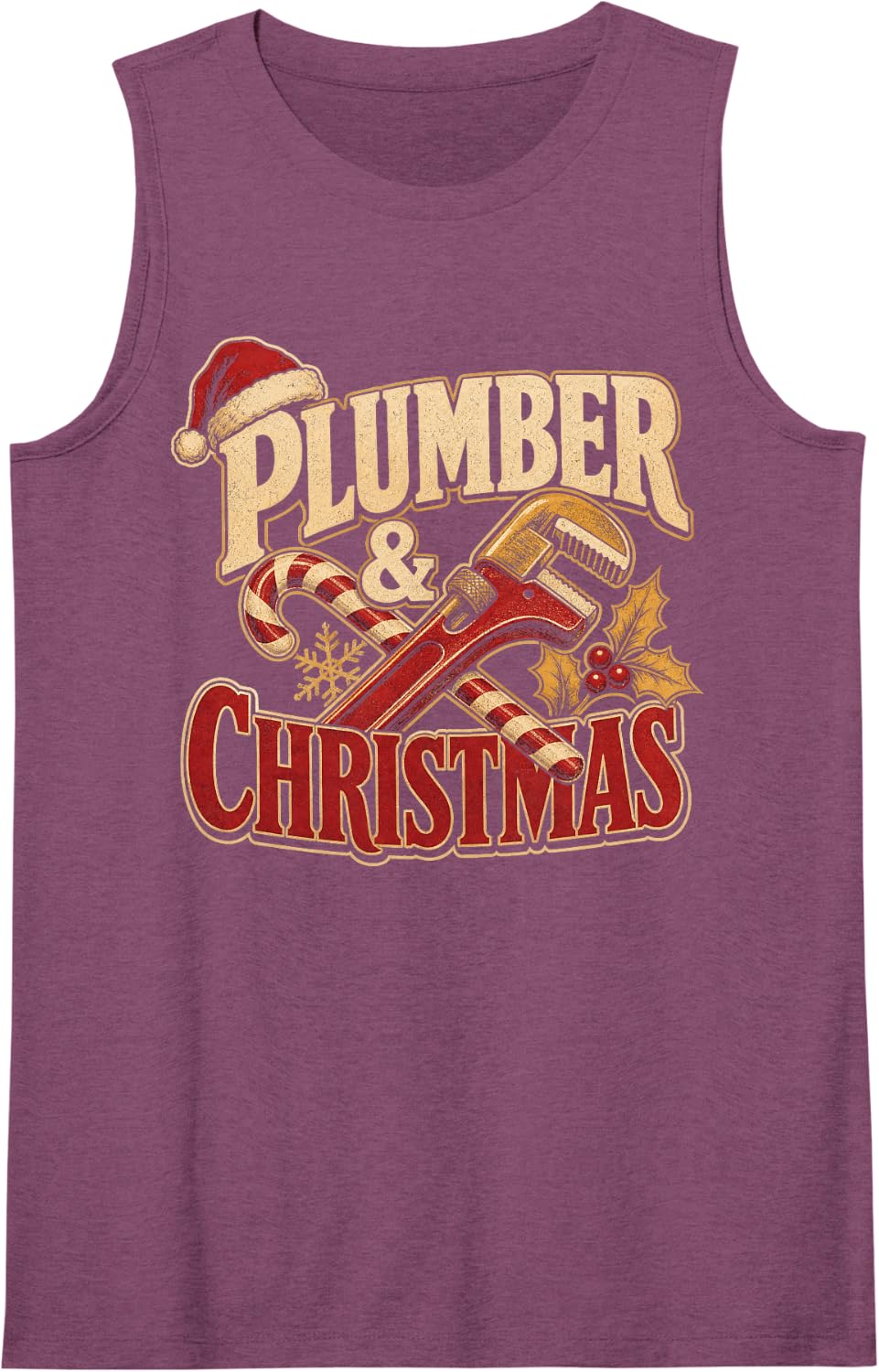 Plumber and Christmas Holiday Wrench Sleeveless Tank Top - Purple
