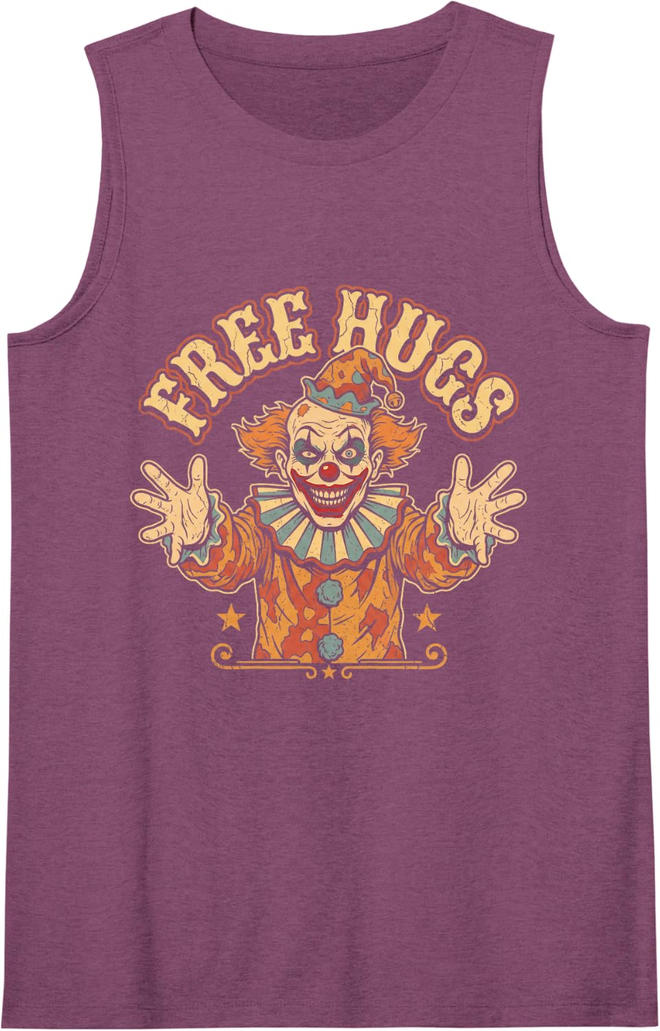 Creepy Clown Halloween Vintage Horror Circus Scary Spooky Sleeveless Tank Top - Purple