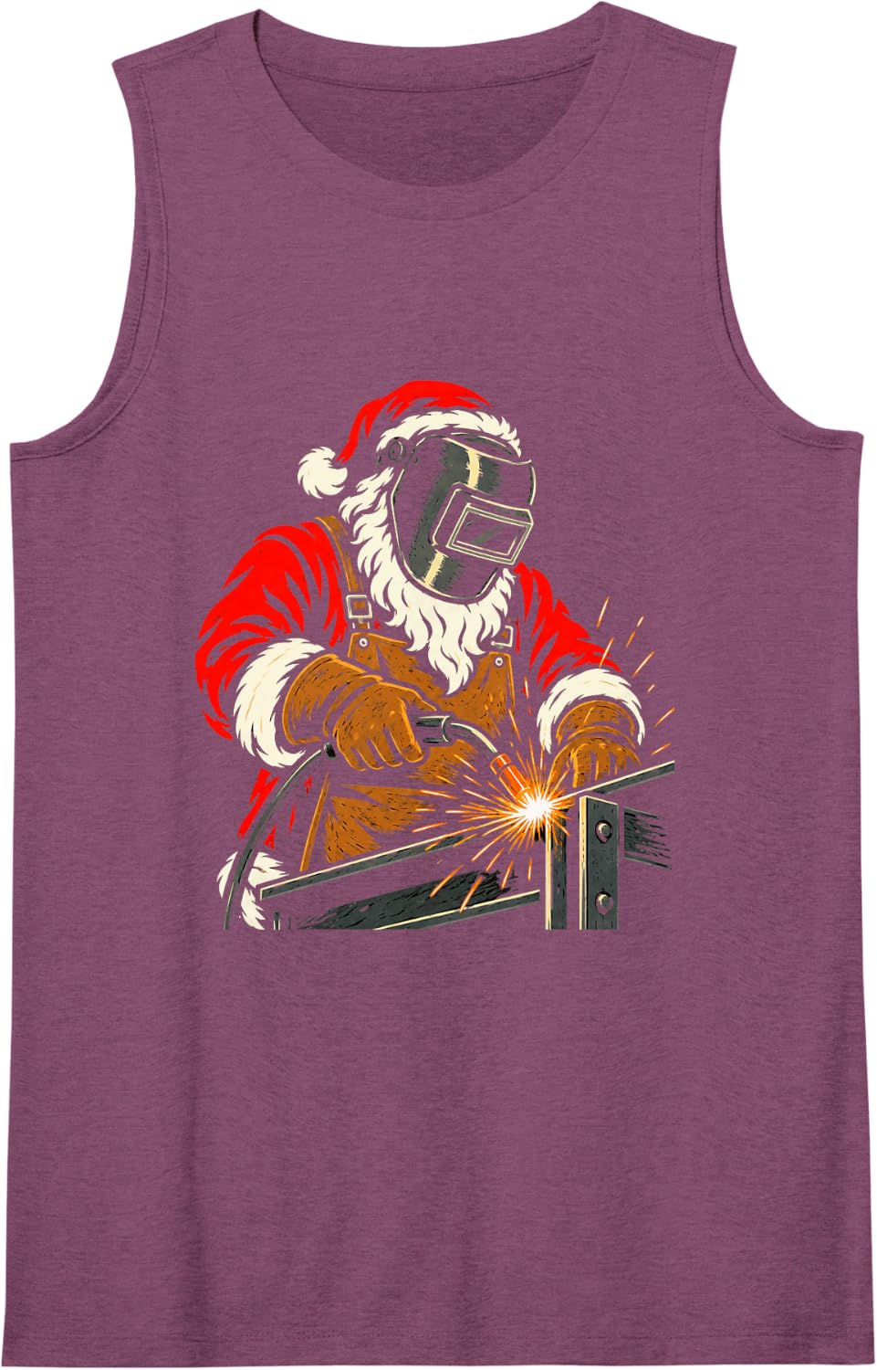Welder Santa Christmas Welding Metal Fabrication Shop Humor Sleeveless Tank Top - Purple