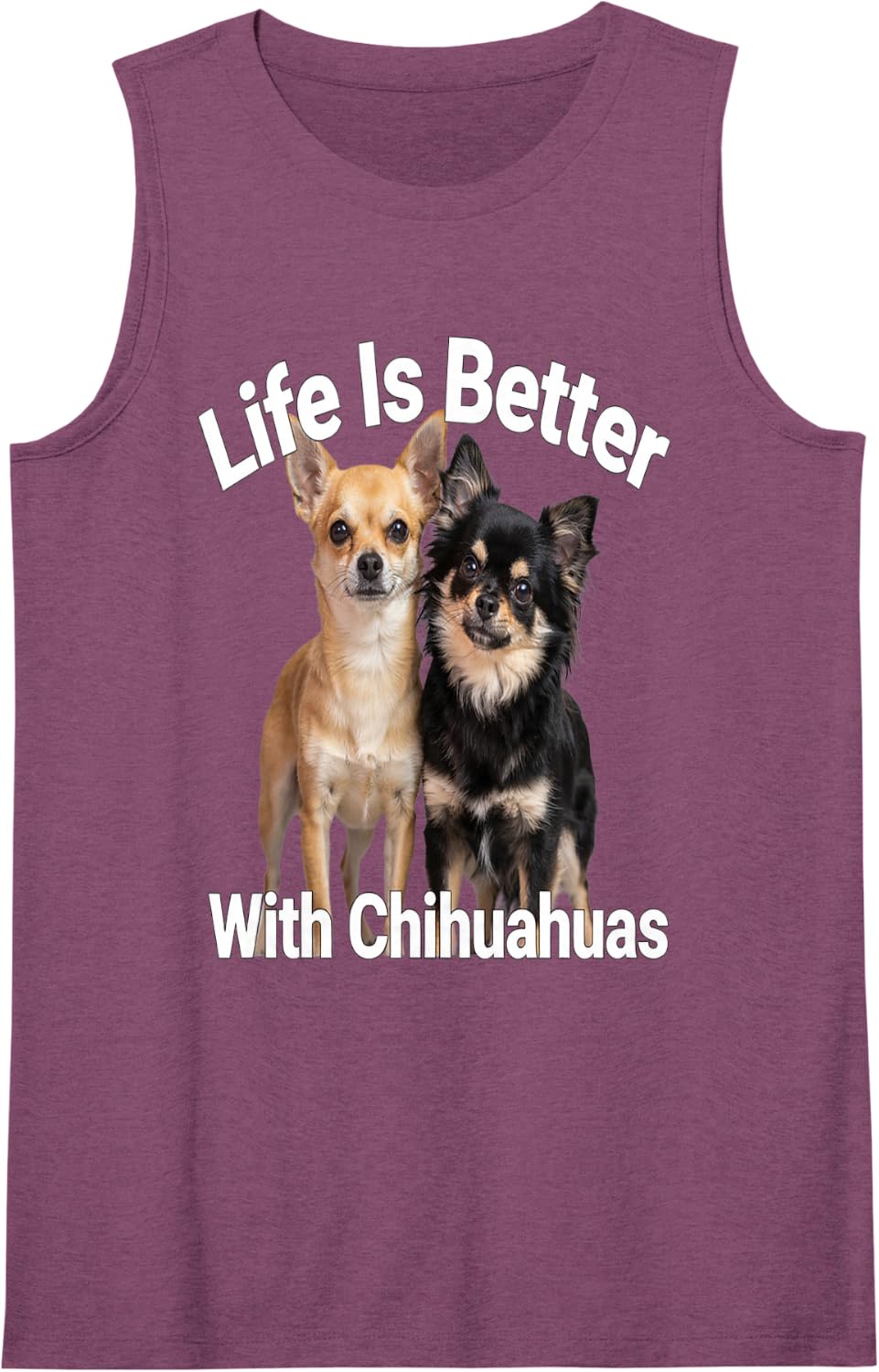 Dog Pet Owner Art Design Life is Better with Chihuahuas Sleeveless Tank Top - Purple