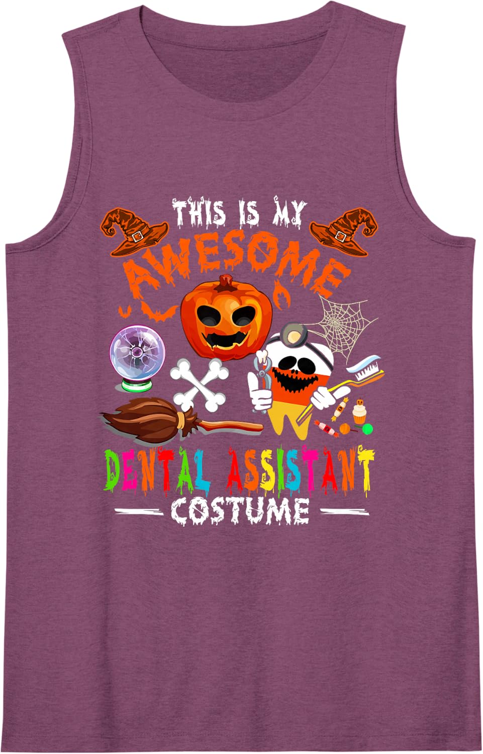 This is My Awesome Dental Assistant Costume Halloween Lover Sleeveless Tank Top - Purple