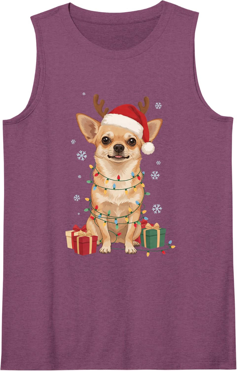 Funny Festive Chihuahua Christmas Santa Reindeer Dog Mom Dad Sleeveless Tank Top - Purple