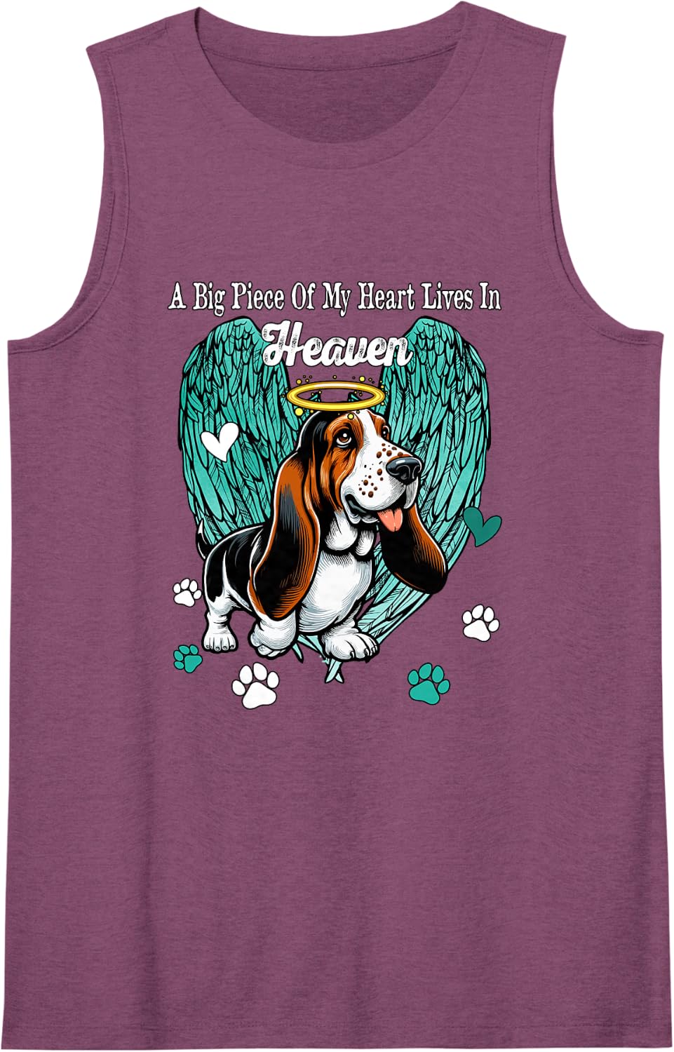Heart Lives in Heaven Costume Basset Hound Memories Owner Sleeveless Tank Top - Purple