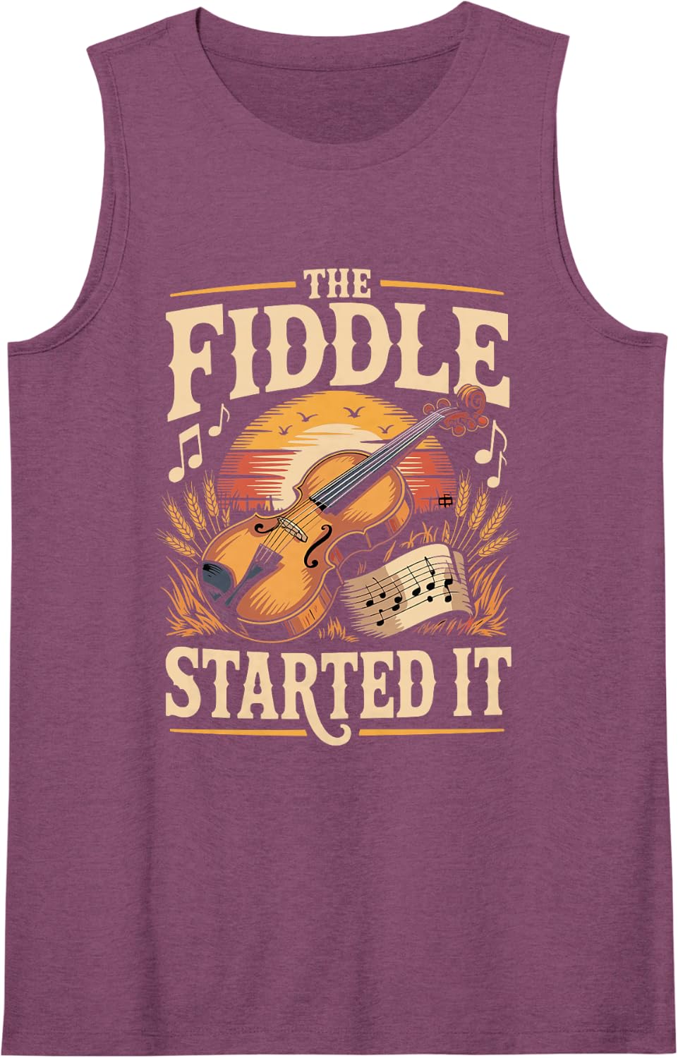 The Fiddle Started It Country Music Sleeveless Tank Top - Purple