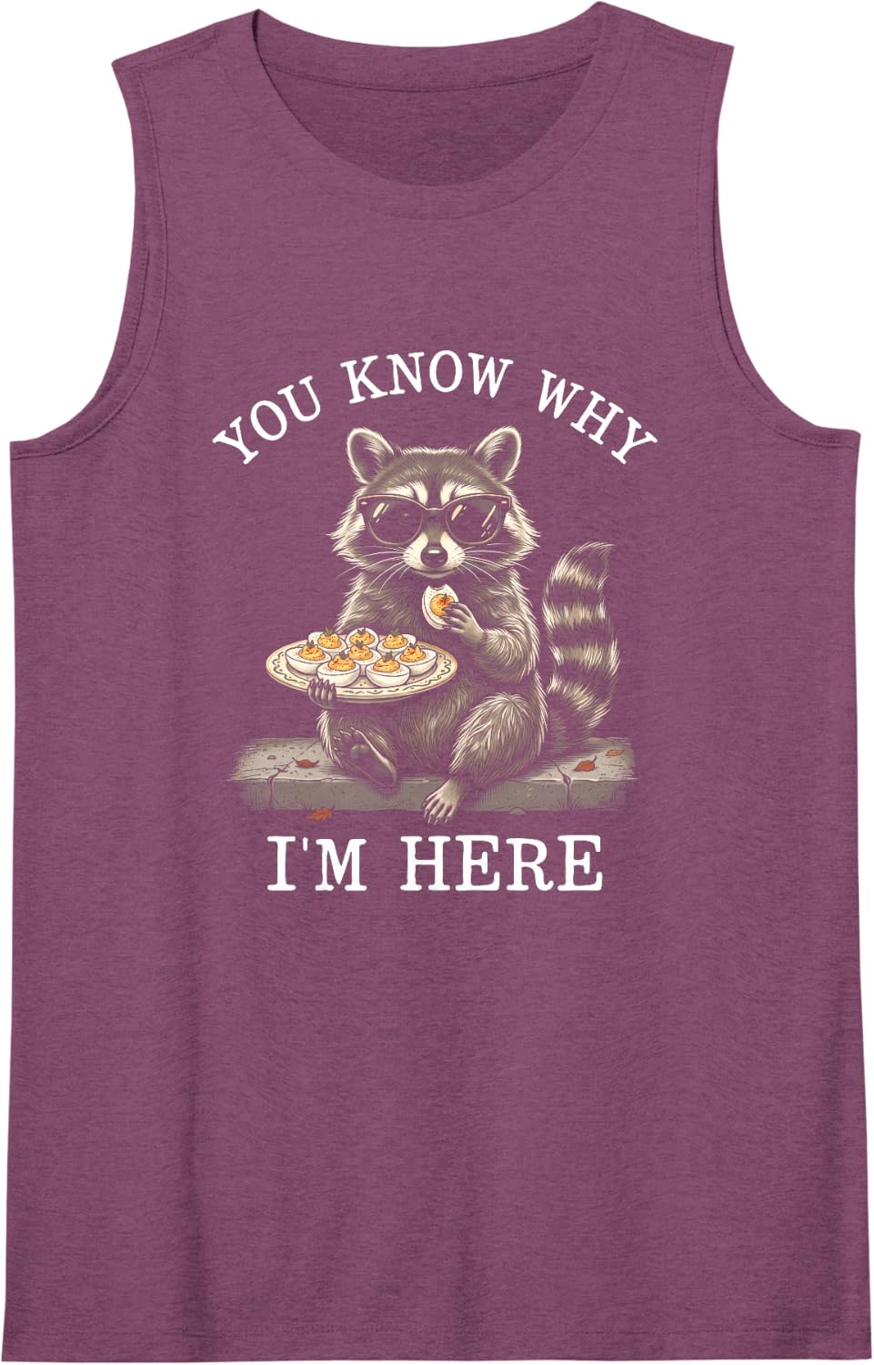 You Know Why I'm Here Racoon Deviled Eggs Sleeveless Tank Top - Purple