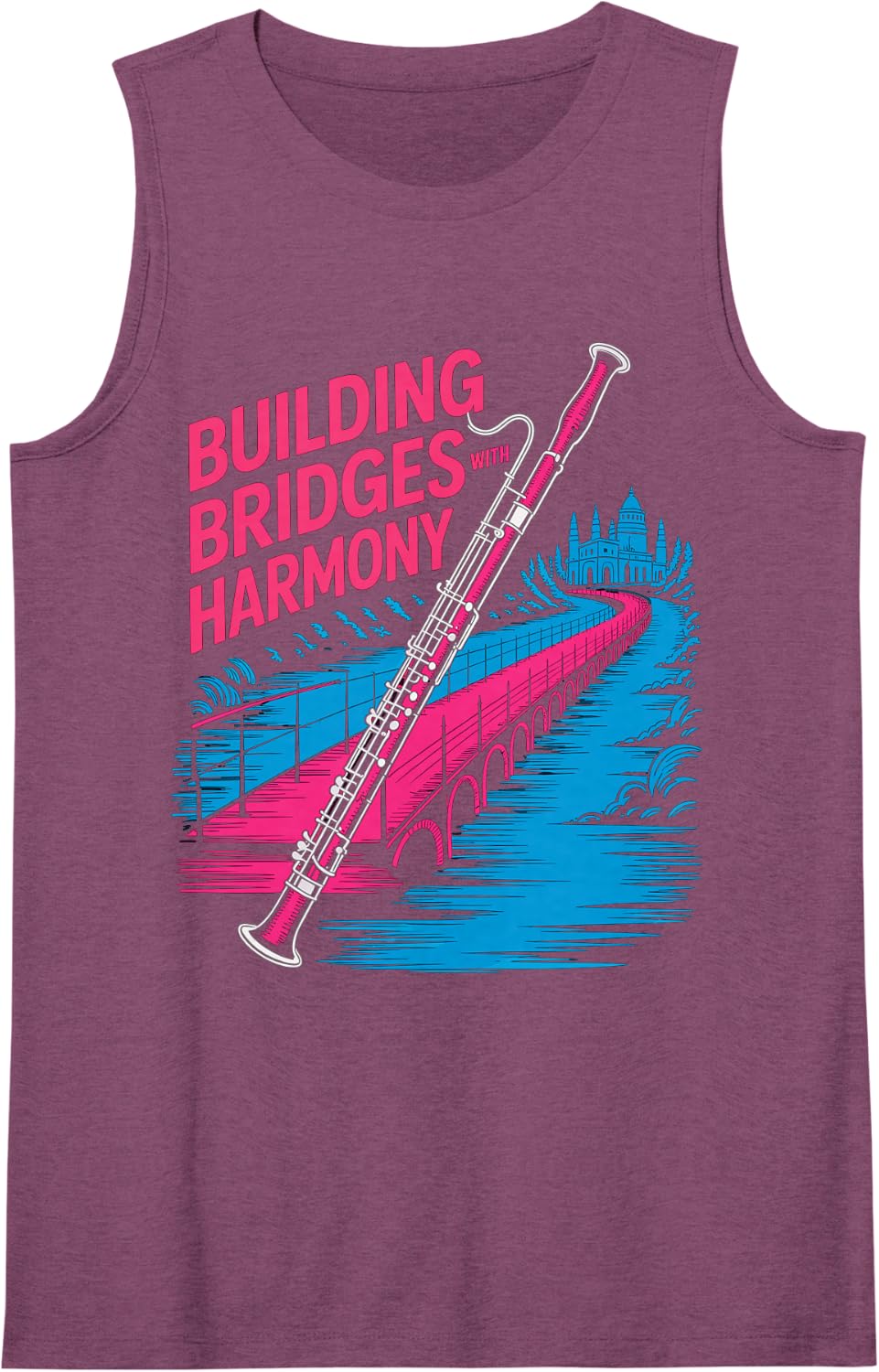 Building Bridges with Harmony Bassoon Design Tank Top - Purple