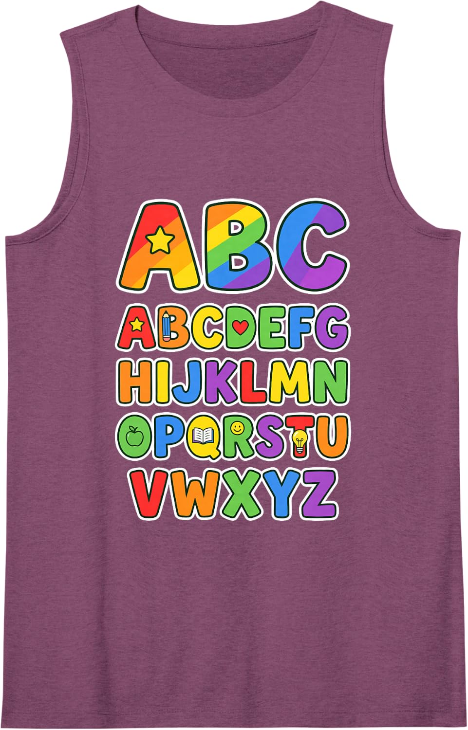 ABC Alphabet Letters Preschool Teacher Educator Sleeveless Tank Top - Purple