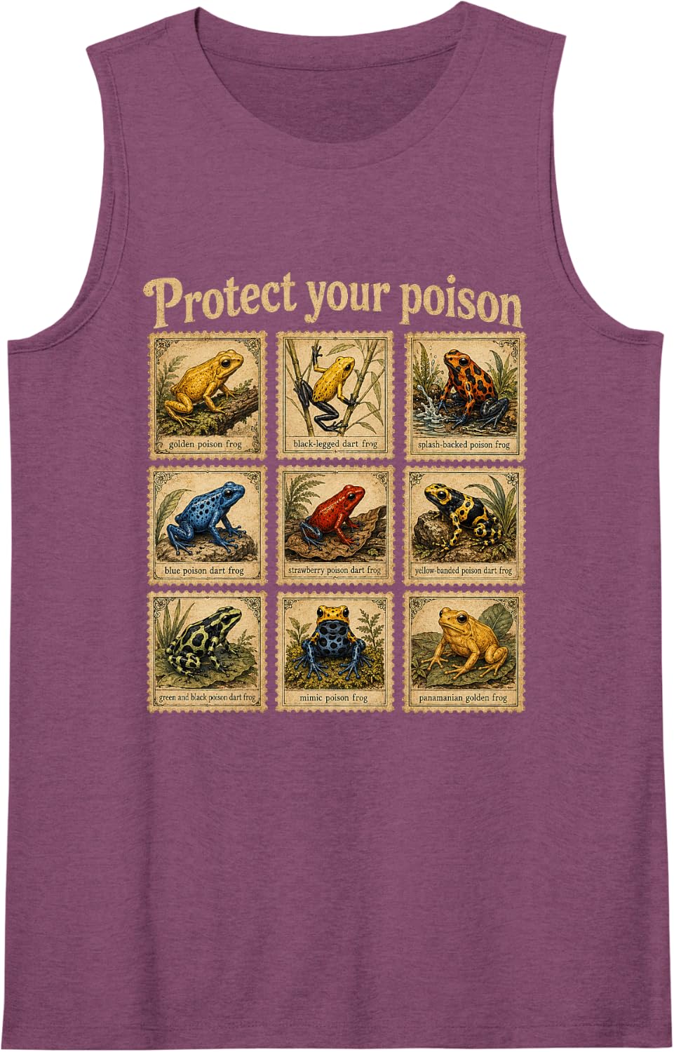 Protect Your Poison Dart Frog Lover Amphibian Exotic Animal Sleeveless Tank Top - Purple