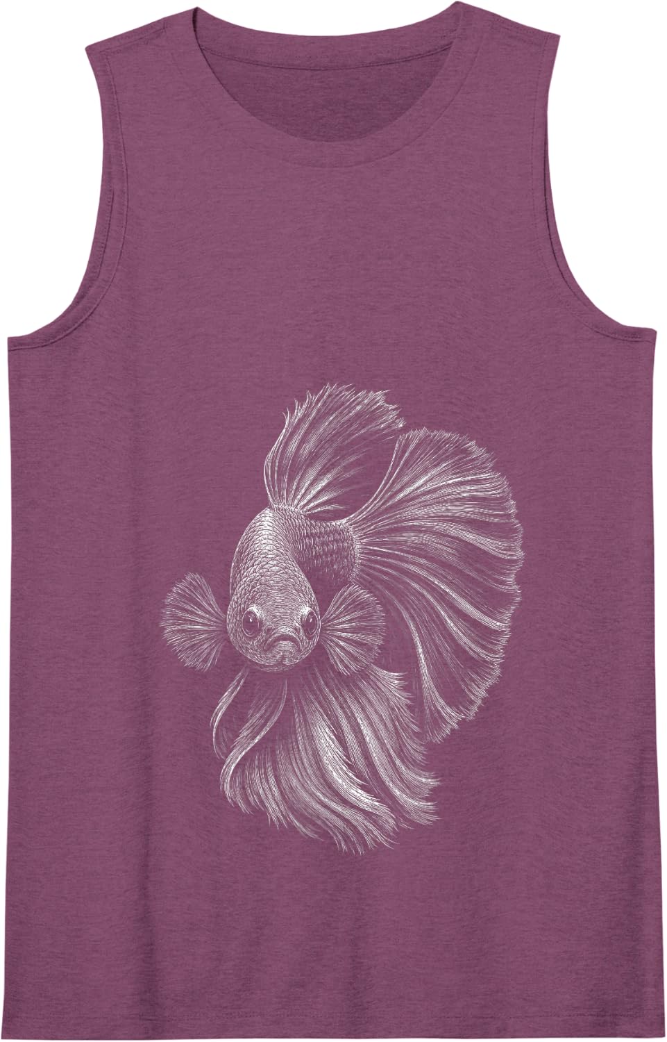 Betta Fish Line Art Illustration Tank Top - Purple