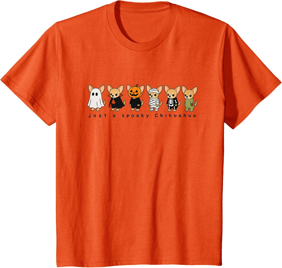 Chihuahua Cute Dog Lover Spooky Fall Halloween Graphic T-Shirt - Orange