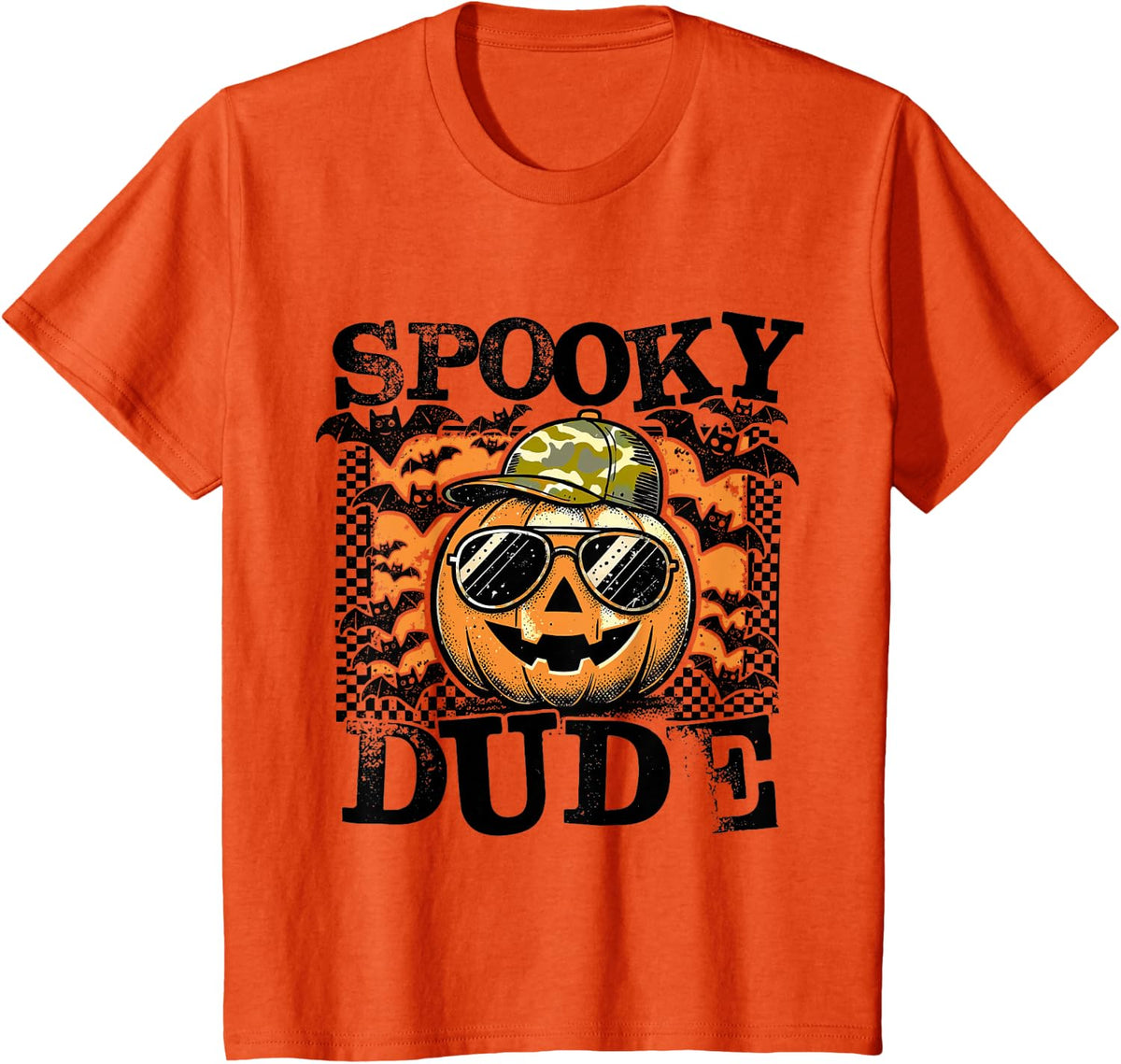 Spooky Dude Halloween Pumpkin Fall Autumn Season Boys Kids T-Shirt - Orange