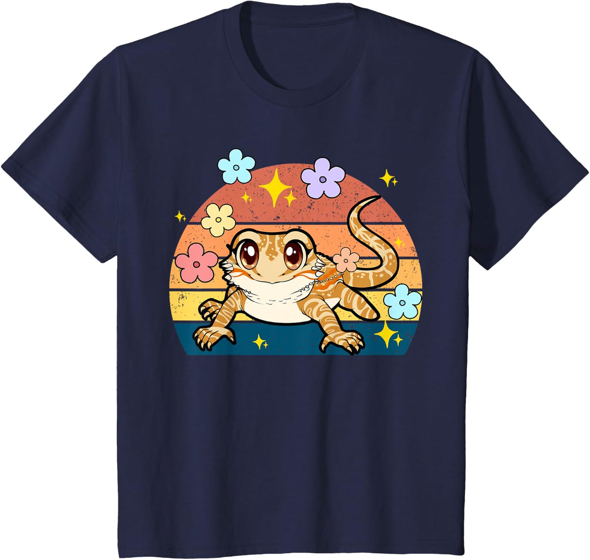 Cute Bearded Dragon Shirt Kids Girls Toddler Dragon Tee T-Shirt - Navy Blue