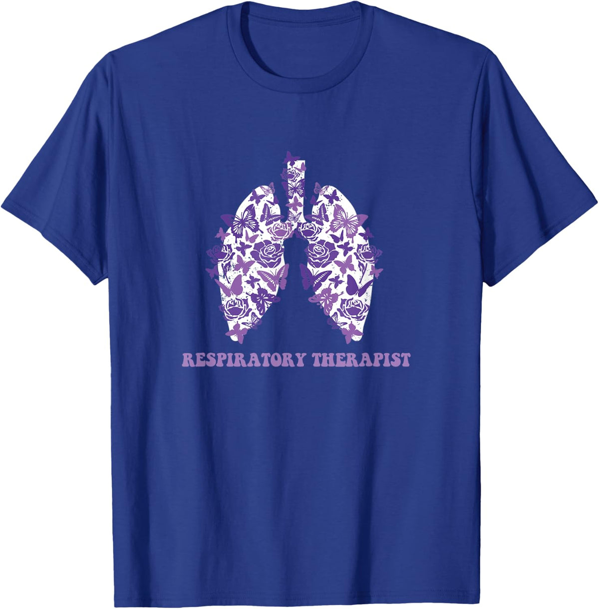Butterfly Flower Lung - Respiratory Therapist T-Shirt - Royal Blue