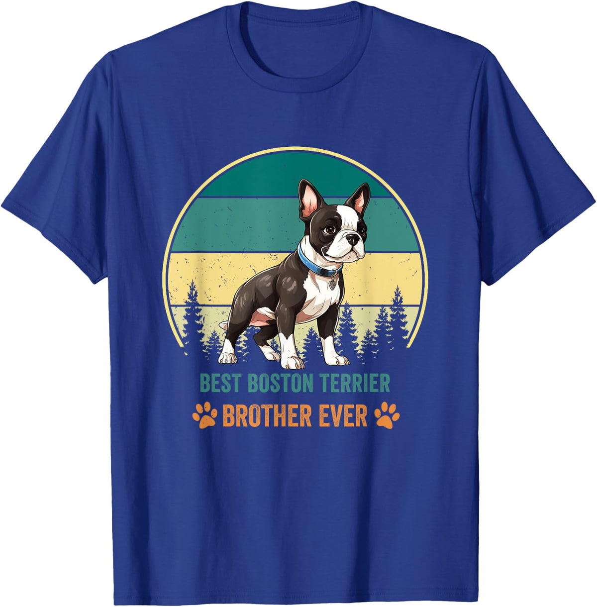 Vintage Best Boston Terrier Brother Ever Dog Father's Day Men Women T-Shirt - Royal Blue