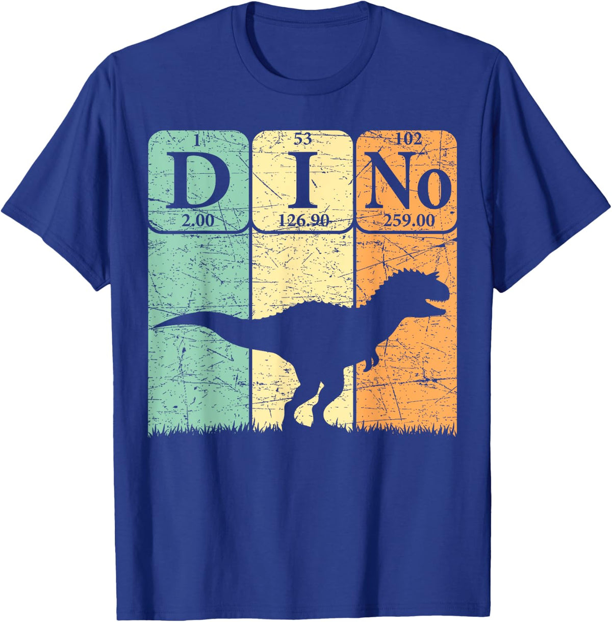 Dinosaur Periodic Table Elements Carnotaurus Paleontologist T-Shirt - Royal Blue