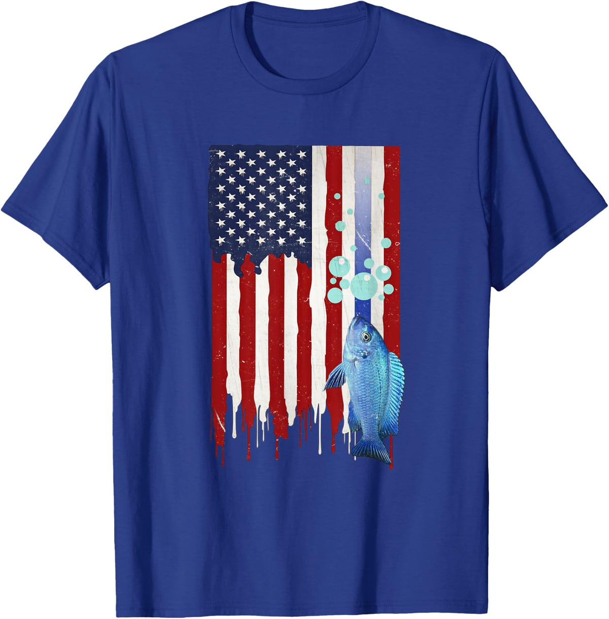 African Cichlids Mbuna America Flag Vintage Aquarium Fish T-Shirt - Royal Blue