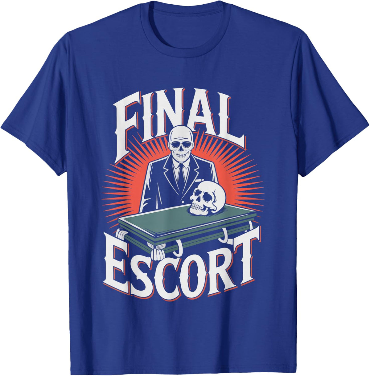 Funeral Director Final Escort Hearse Silhouette Mortician T-Shirt - Royal Blue