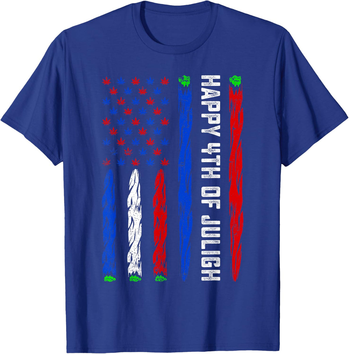 Weed American Flag 4th Of July Funny Marijuana Cannabis Women Men T-Shirt - Royal Blue