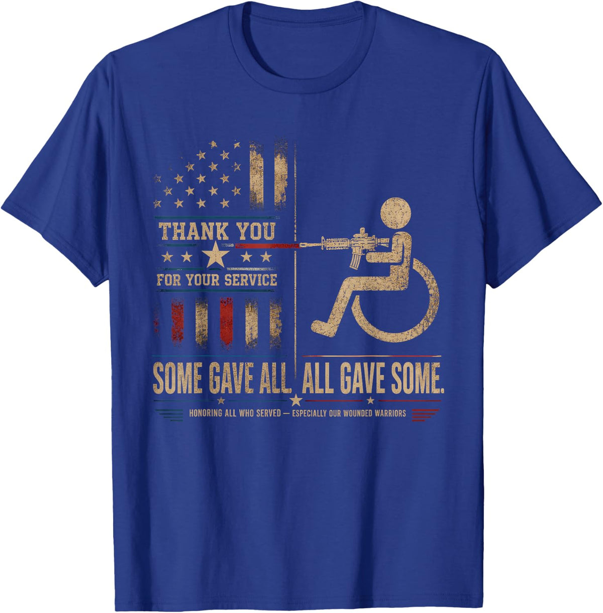 Some Gave All All Gave Some Disabled Veteran Veterans Day T-Shirt - Royal Blue