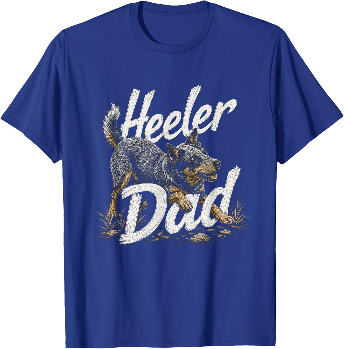 Australian Cattle Dog Blue Heeler Dad Artwork Design T-Shirt - Royal Blue