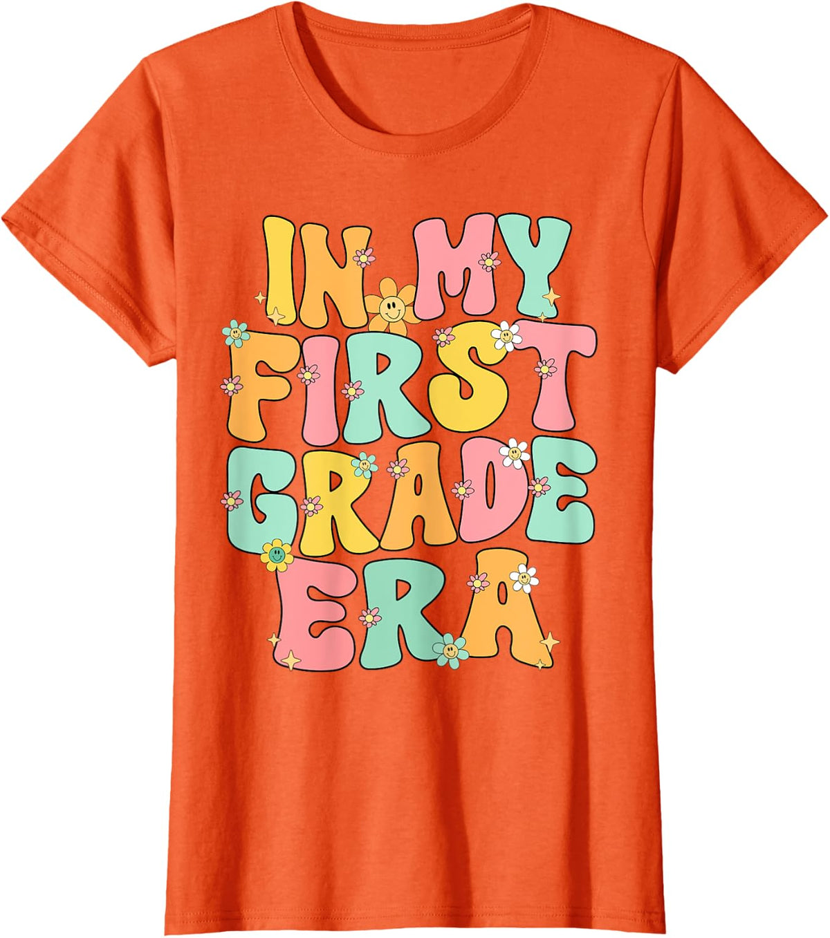 In My 1st Grade Era Groovy First Grade Back To School Cute Men Women Kids T-Shirt - Orange