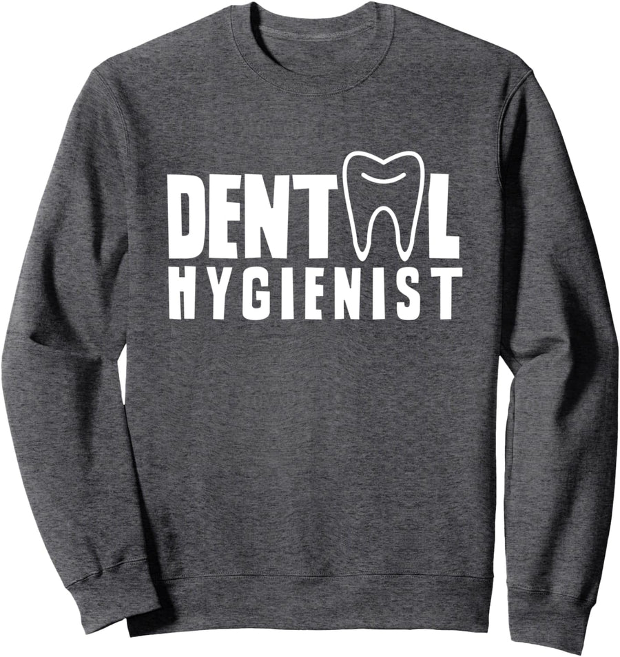 Dental Hygienist Clinic Hygiene Dentist Team Sweatshirt - Adult Unisex Dark Heather Grey