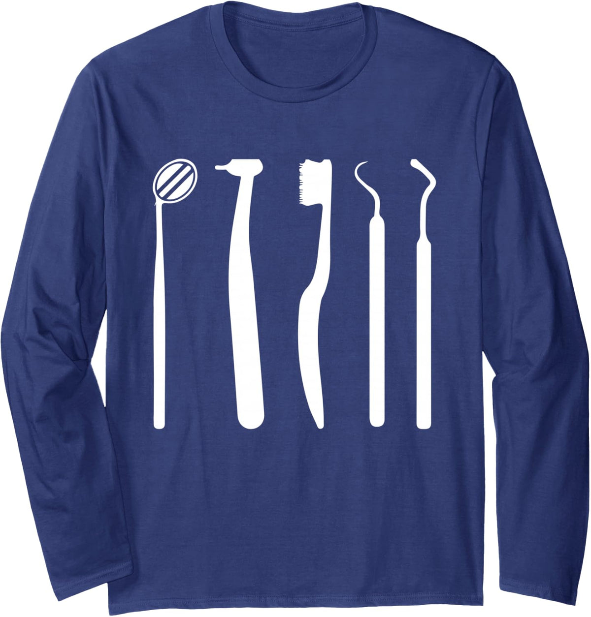 Dentist Teeth Long Sleeve T-Shirt - Adult Unisex Navy Blue