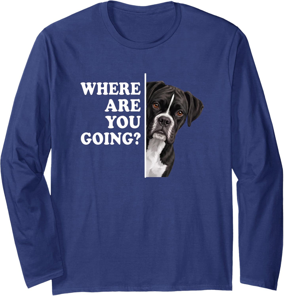 Black Boxer Alert Long Sleeve T-Shirt - Adult Unisex Navy Blue