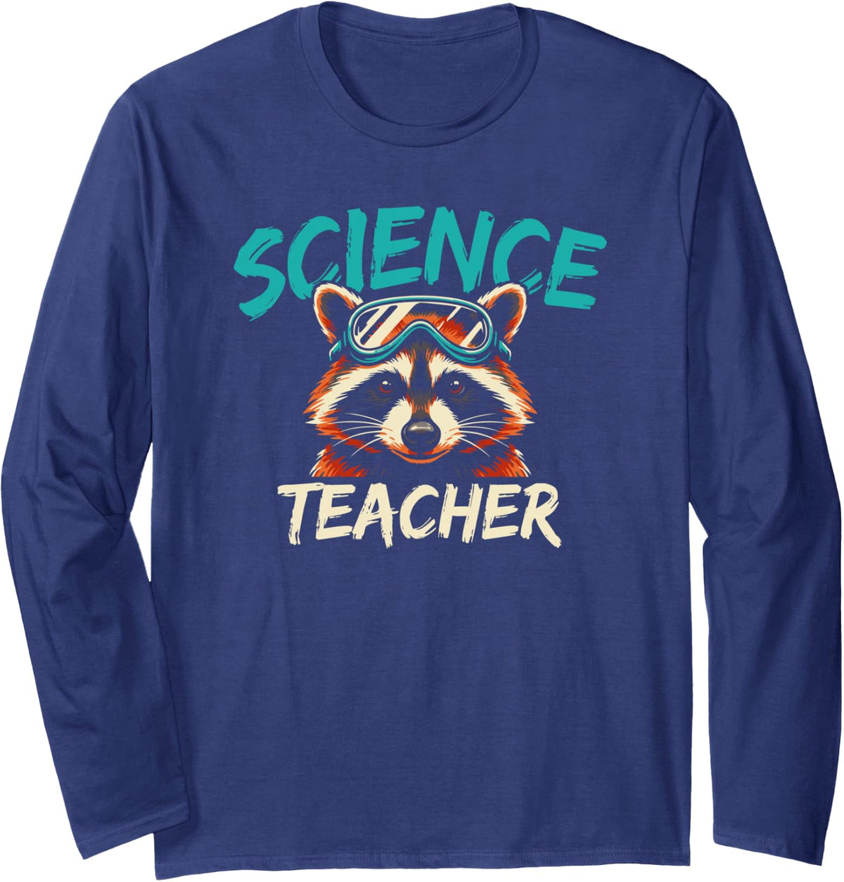 Funny Science Teacher Raccoon Meme for Physics Classrooms Long Sleeve T-Shirt - Adult Unisex Navy Blue