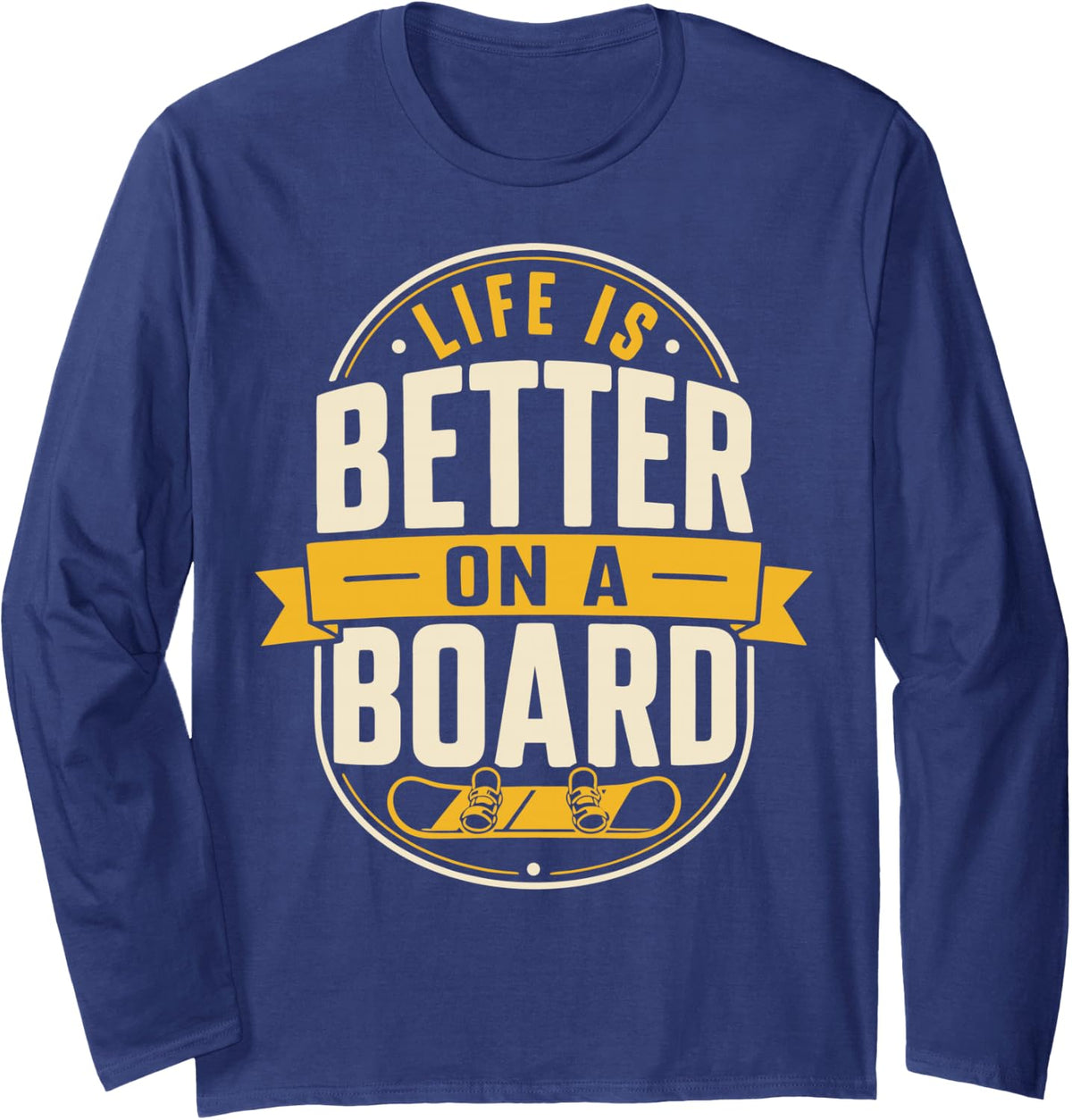 Graphic Snowboarder Rider Snowboarding Boarder Long Sleeve T-Shirt - Adult Unisex Navy Blue