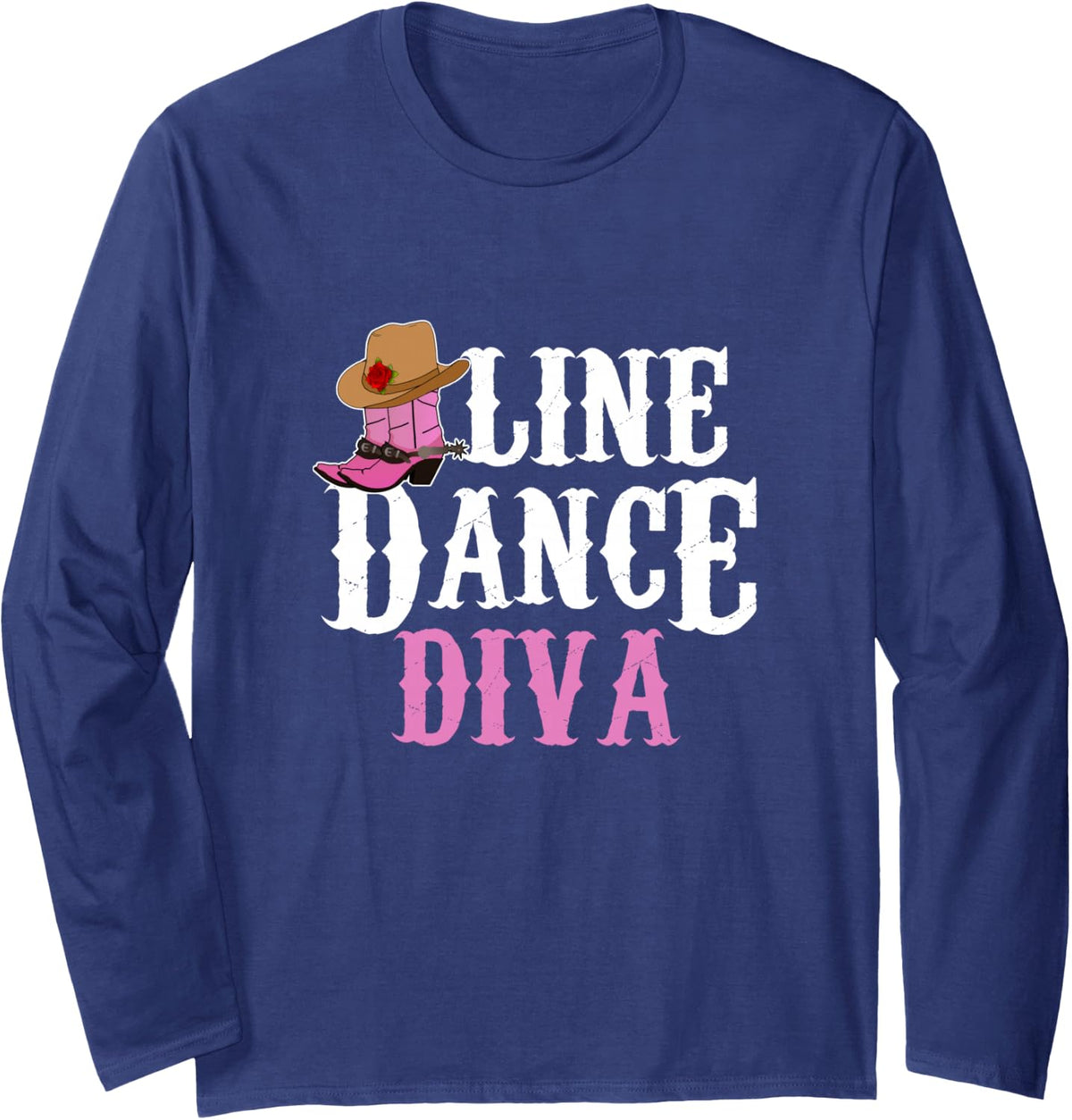 Line Dance Diva Long Sleeve T-Shirt - Adult Unisex Navy Blue