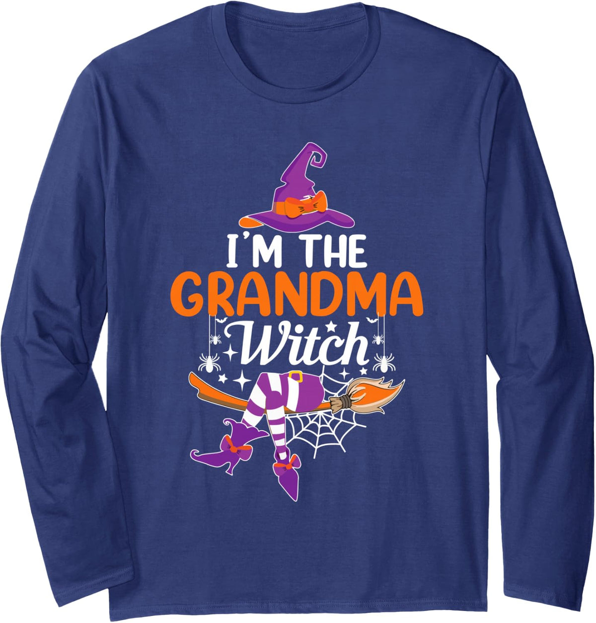I'm The Grandma Witch Funny Halloween Family Matching Long Sleeve T-Shirt - Adult Unisex Navy Blue