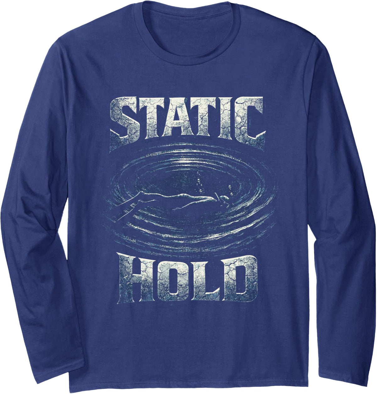 Freediving Apnea Diving Static Hold Long Sleeve T-Shirt - Adult Unisex Navy Blue