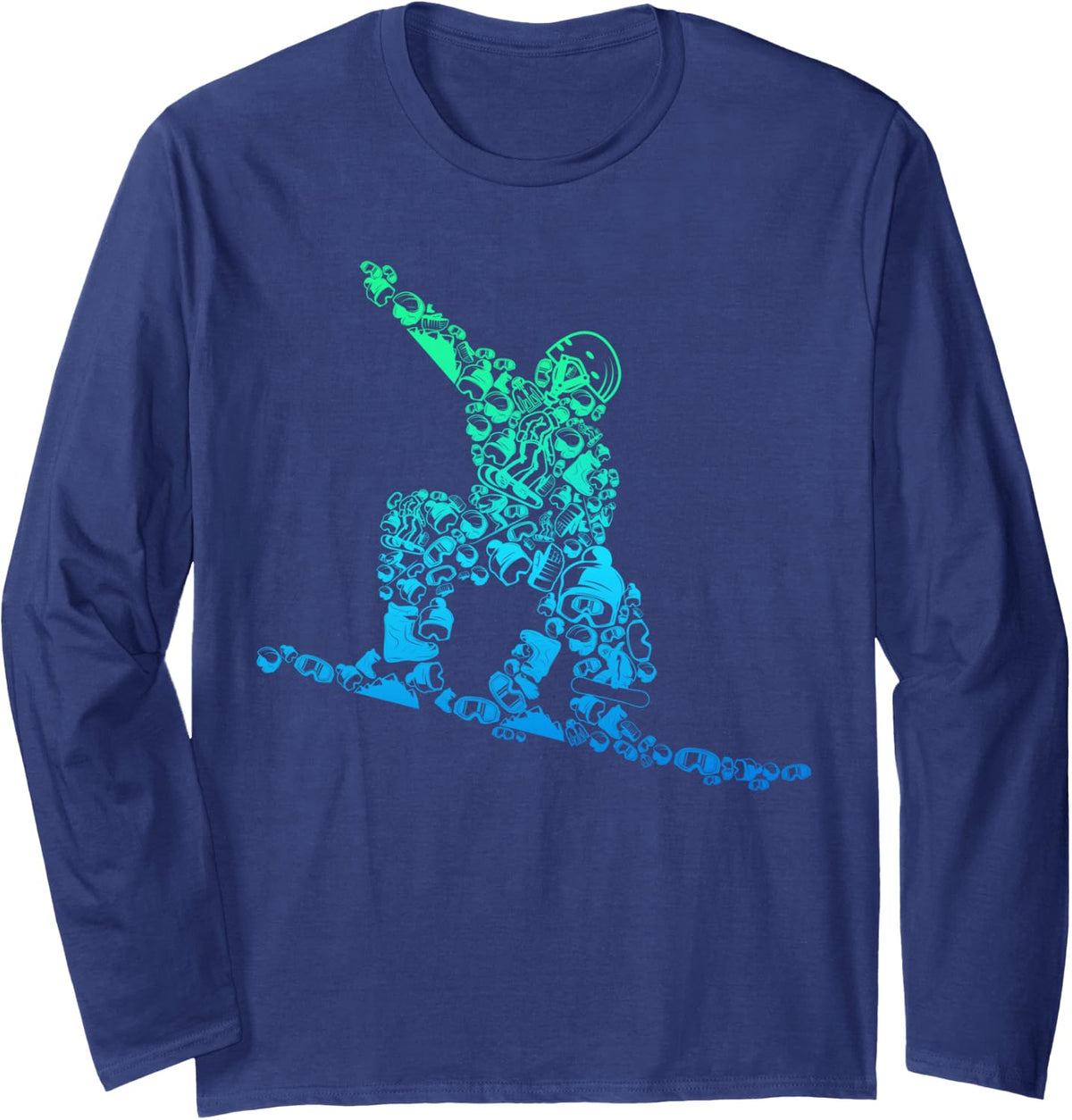 Cool Snowboarder Apparel & Gift Ideas Men's Adult Snowboarding T-Shirt Black XX-Large Long Sleeve - Adult Unisex Navy Blue