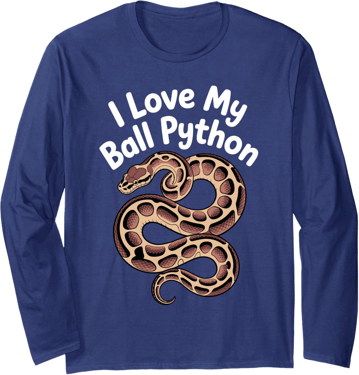 Ball Python Art for Men Women Kids Snake Ball Python Owner Long Sleeve T-Shirt - Adult Unisex Navy Blue