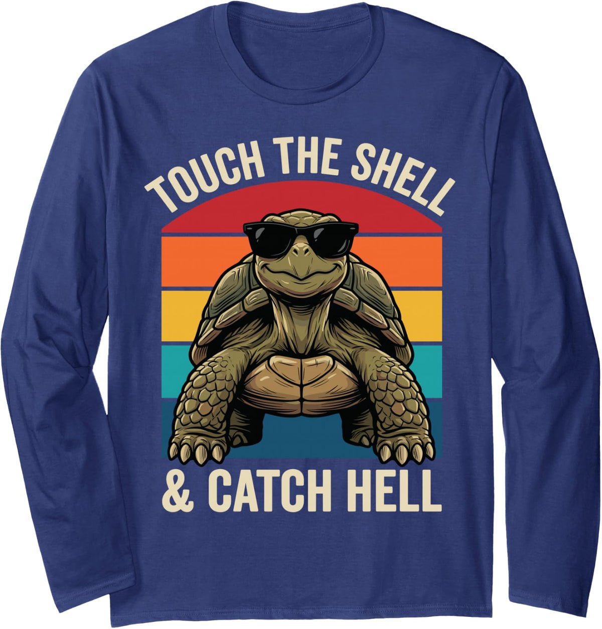 Funny Tortoise Pun, Funny Turtle Long Sleeve T-Shirt - Adult Unisex Navy Blue