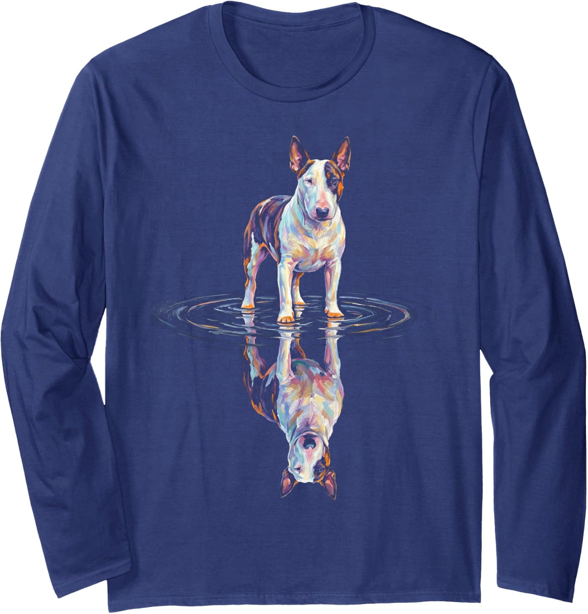 Bull Terrier Long Sleeve T-Shirt - Adult Unisex Navy Blue