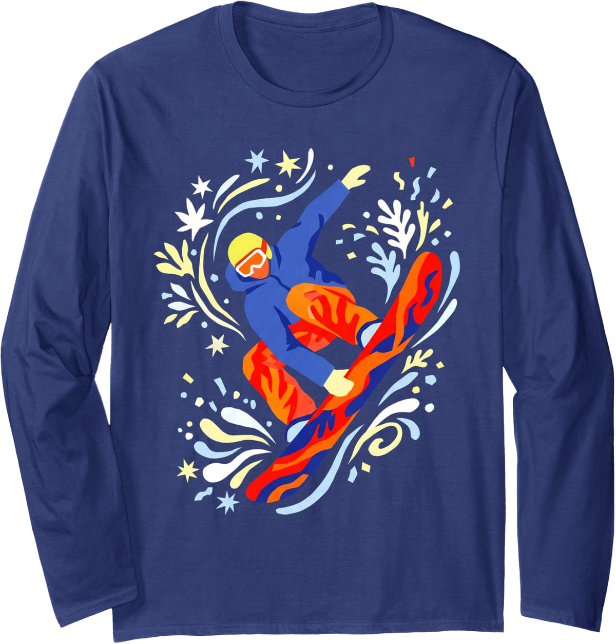 Snowboarder Winter Sports Mountain Shred Long Sleeve T-Shirt - Adult Unisex Navy Blue