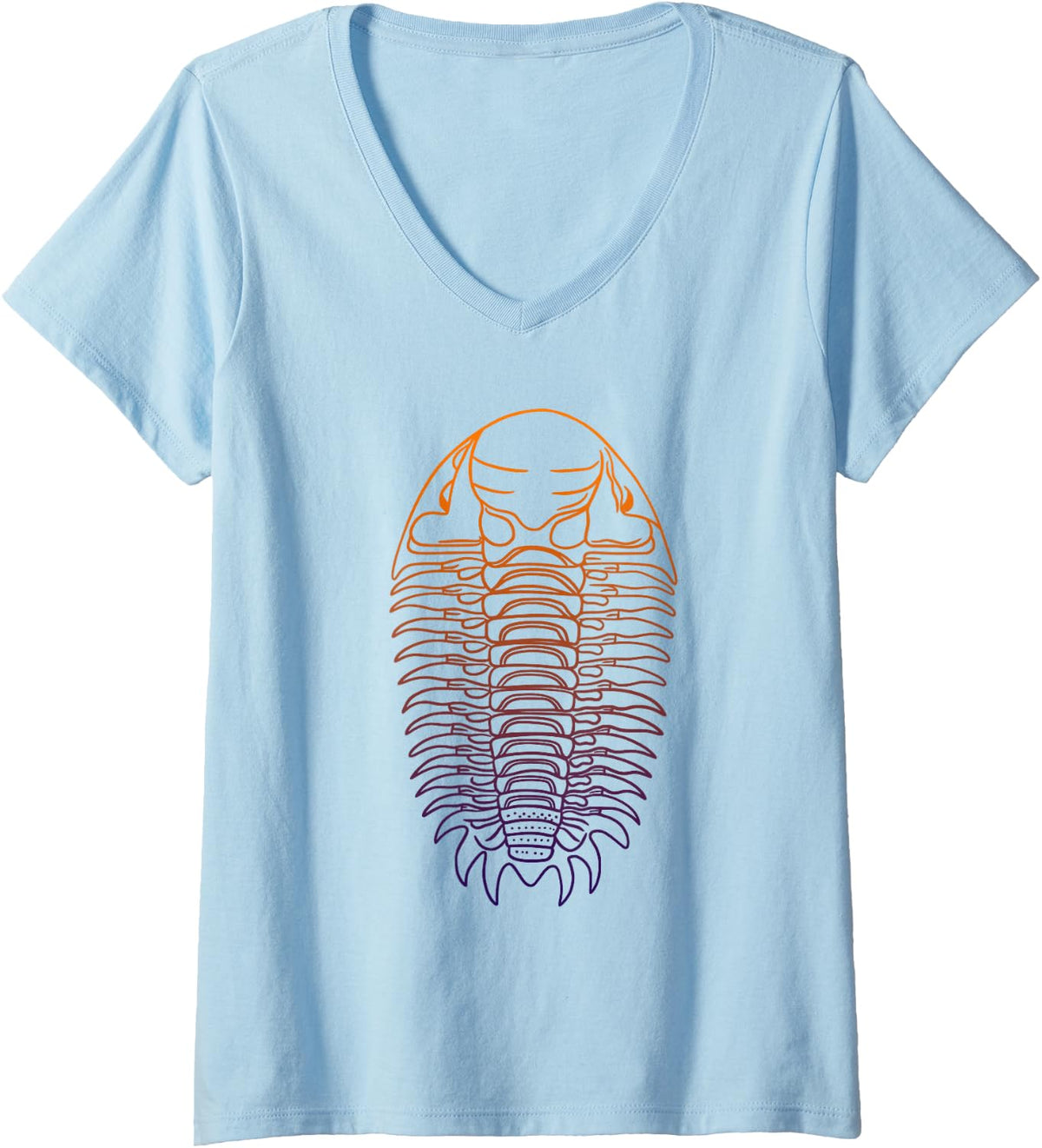 Women's Trilobite Fossil Paleontologist Fossil Hunting V-Neck T-Shirt - Baby Blue