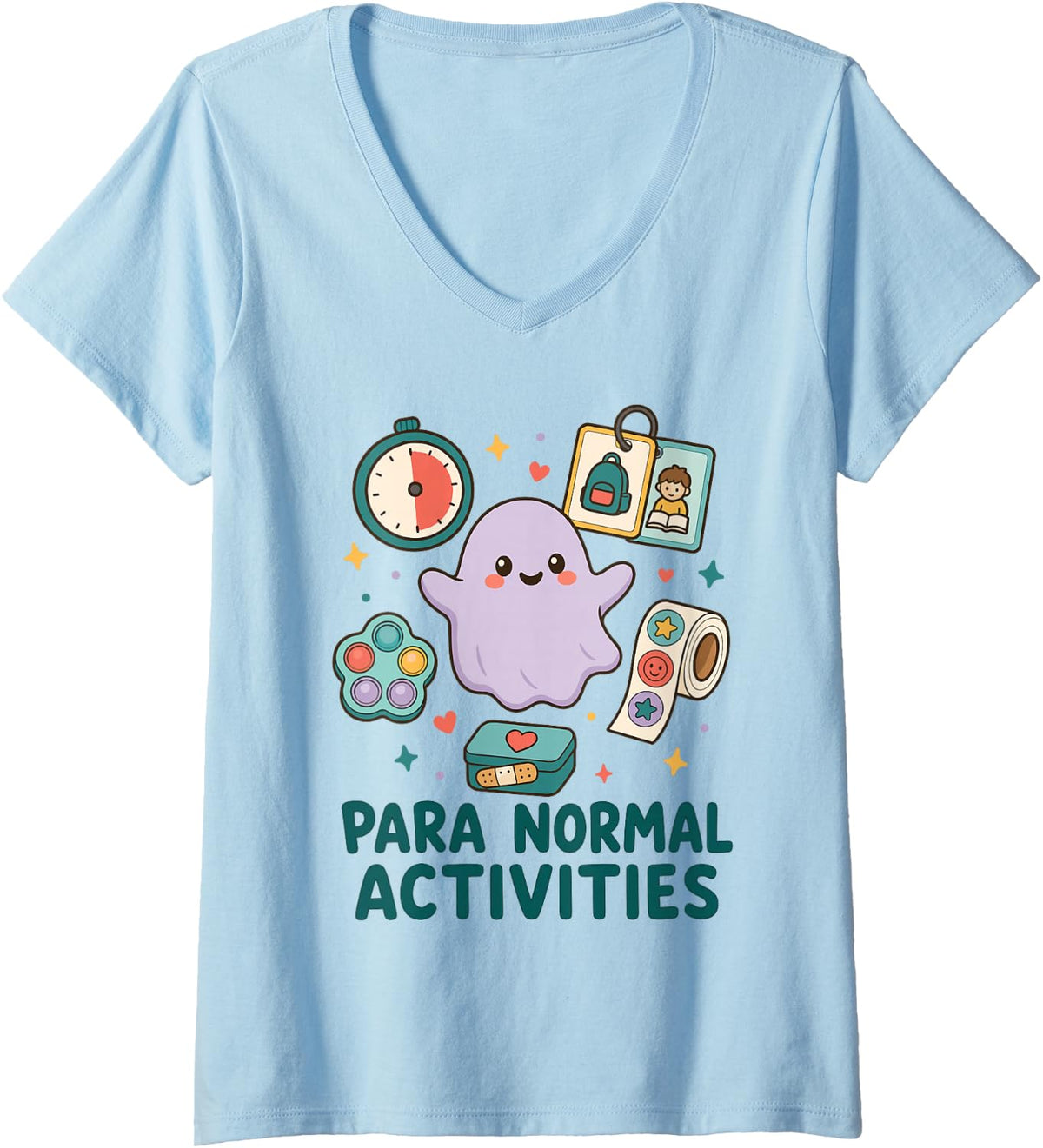 Women's para Normal Activities Paraprofessional Sped V-Neck T-Shirt - Baby Blue