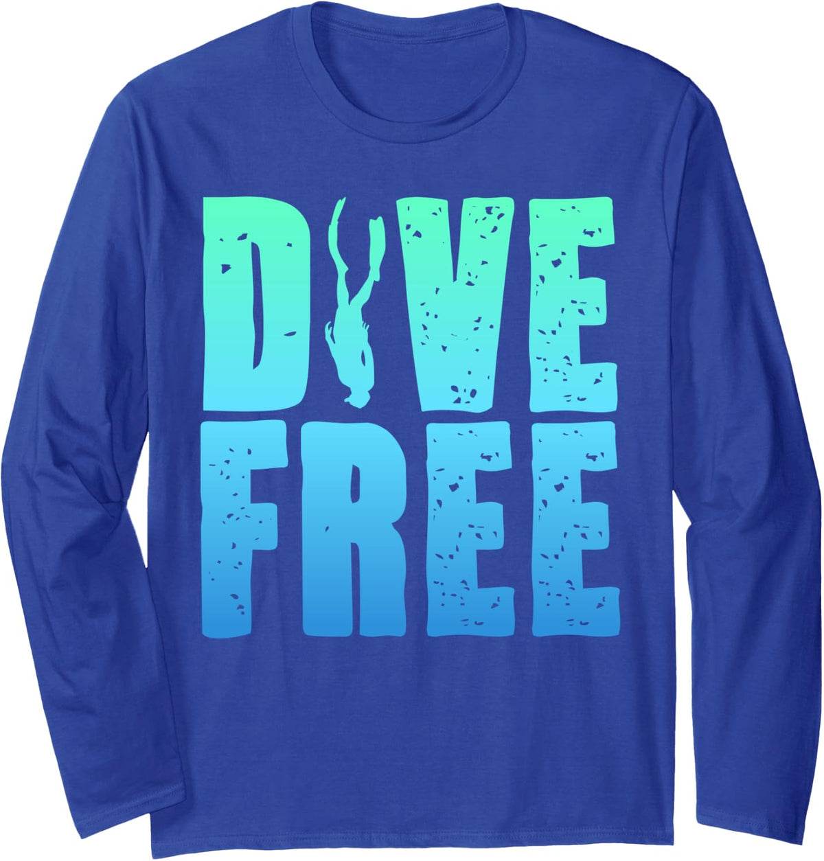 Dive Free Freediving Enthusiast Long Sleeve T-Shirt - Adult Unisex Royal Blue