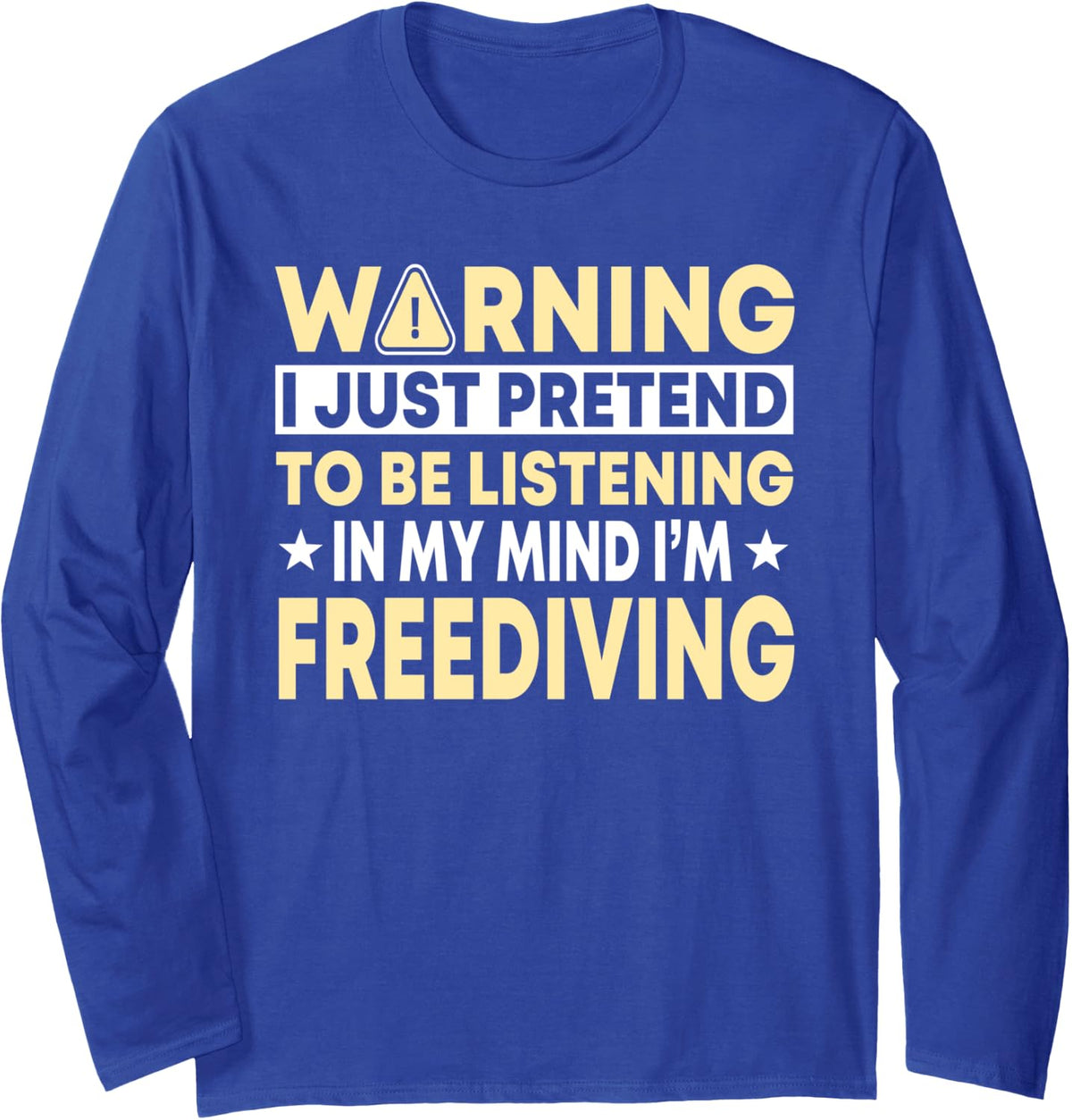 Freediving Swimmer Bather Diver Free-diving Lover Freediver Long Sleeve T-Shirt - Adult Unisex Royal Blue