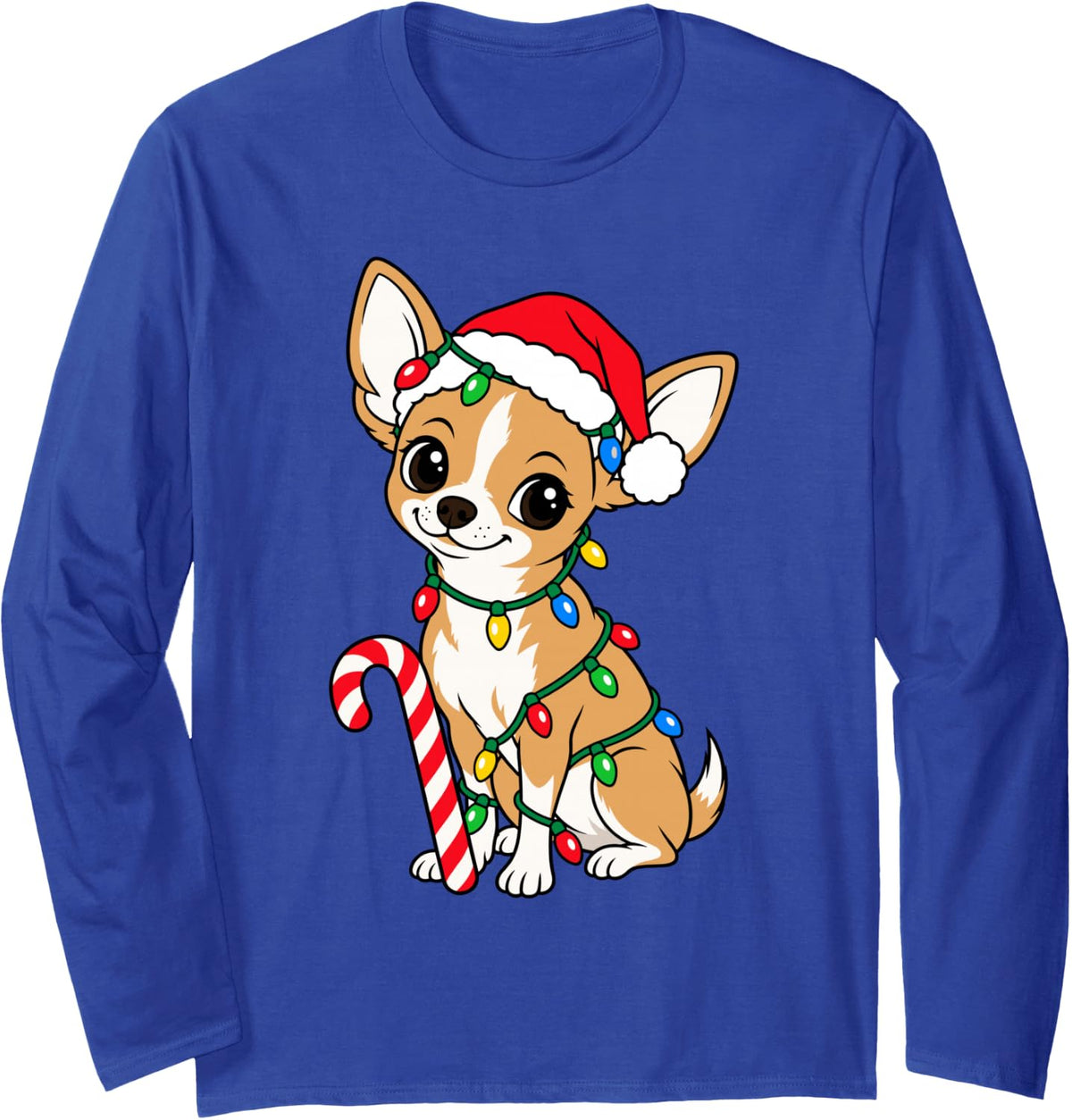 Chihuahua Santa Xmas Chihuahua Dog Lover Funny Christmas Long Sleeve T-Shirt - Adult Unisex Royal Blue